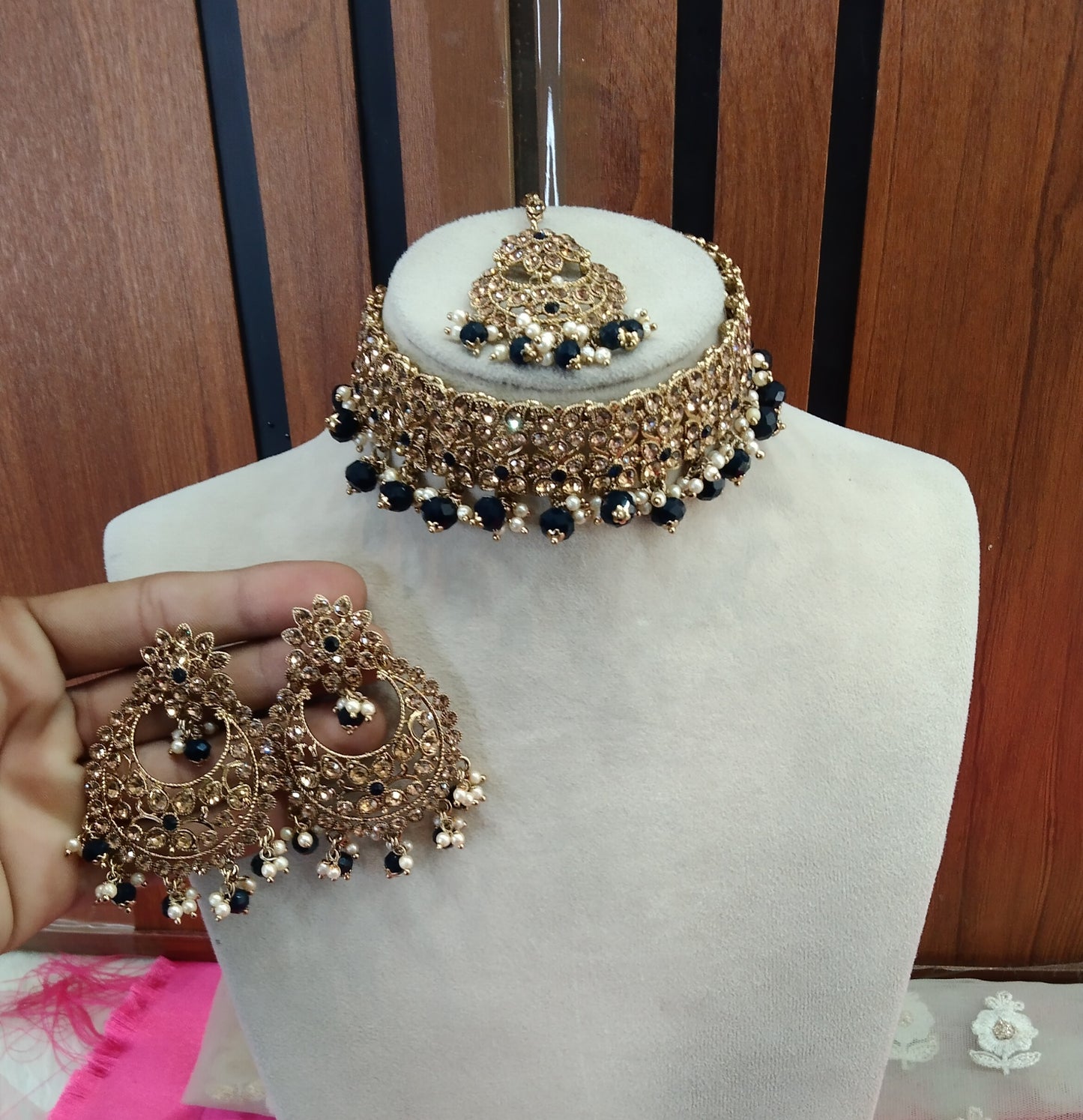 Navy Blue Choker Jewellery Vinland Set