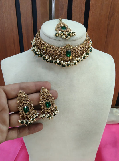 Green  Choker Jewellery Adelaide Set
