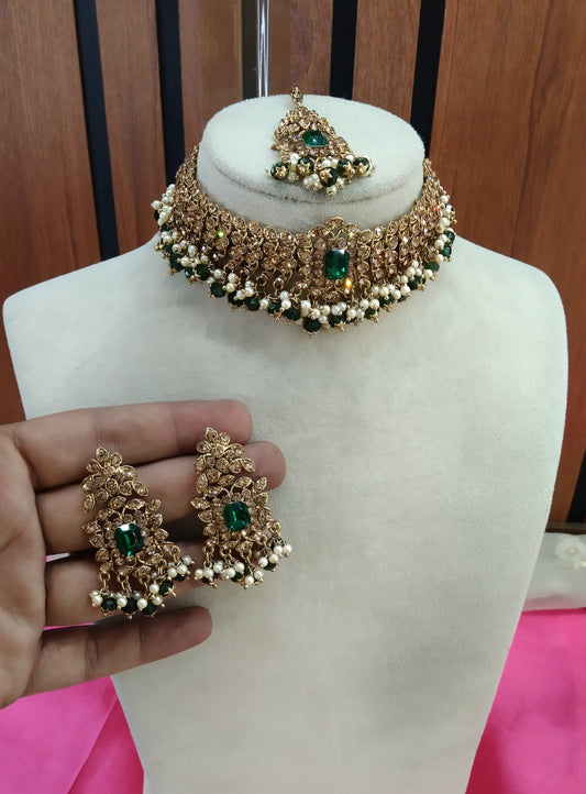 Green  Choker Jewellery Adelaide Set