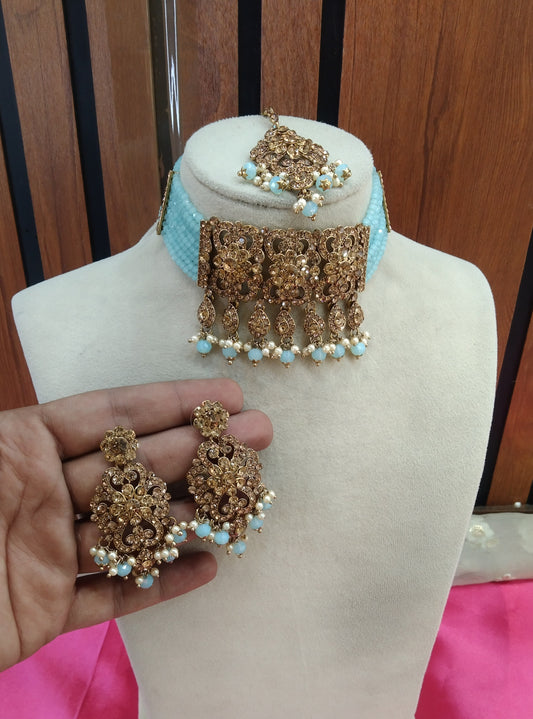 Sky Blue Choker Jewellery Vladimir Set