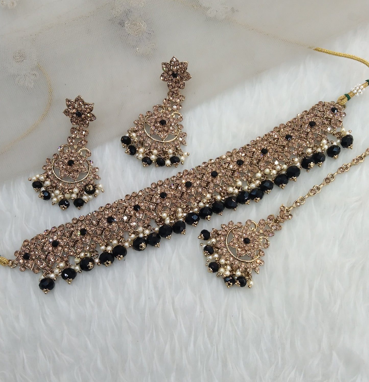 Antique Black Choker Jewellery Tesli  Set