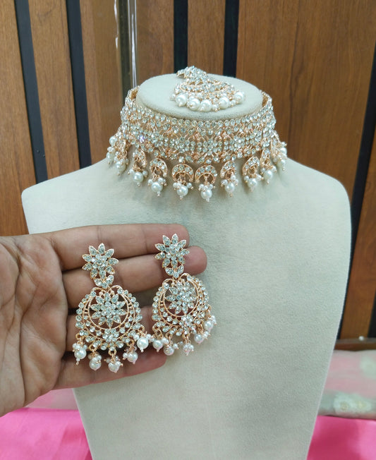 Rose White Choker Jewellery Princeton Set