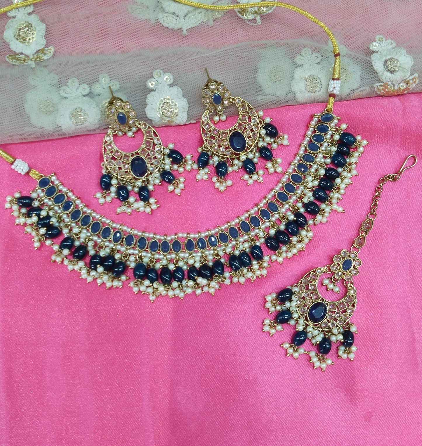 Blue Choker Necklace Jewellery Sira Set