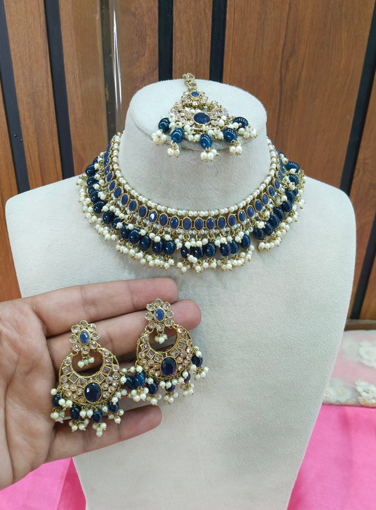 Blue Choker Necklace Jewellery Sira Set