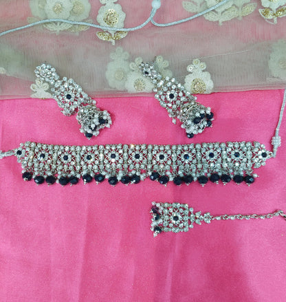 Silver Blue Choker Jewellery Sunnyvale Set