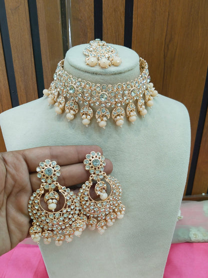 Rose Peach Choker Jewellery Carlsbad Set