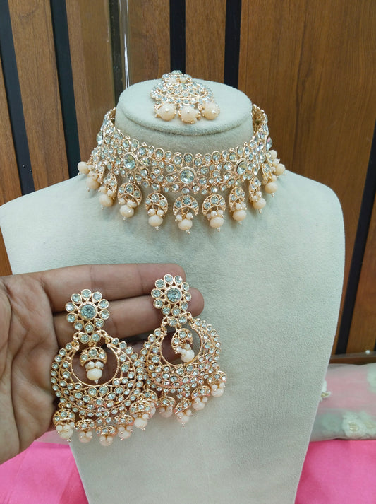 Rose Peach Choker Jewellery Carlsbad Set