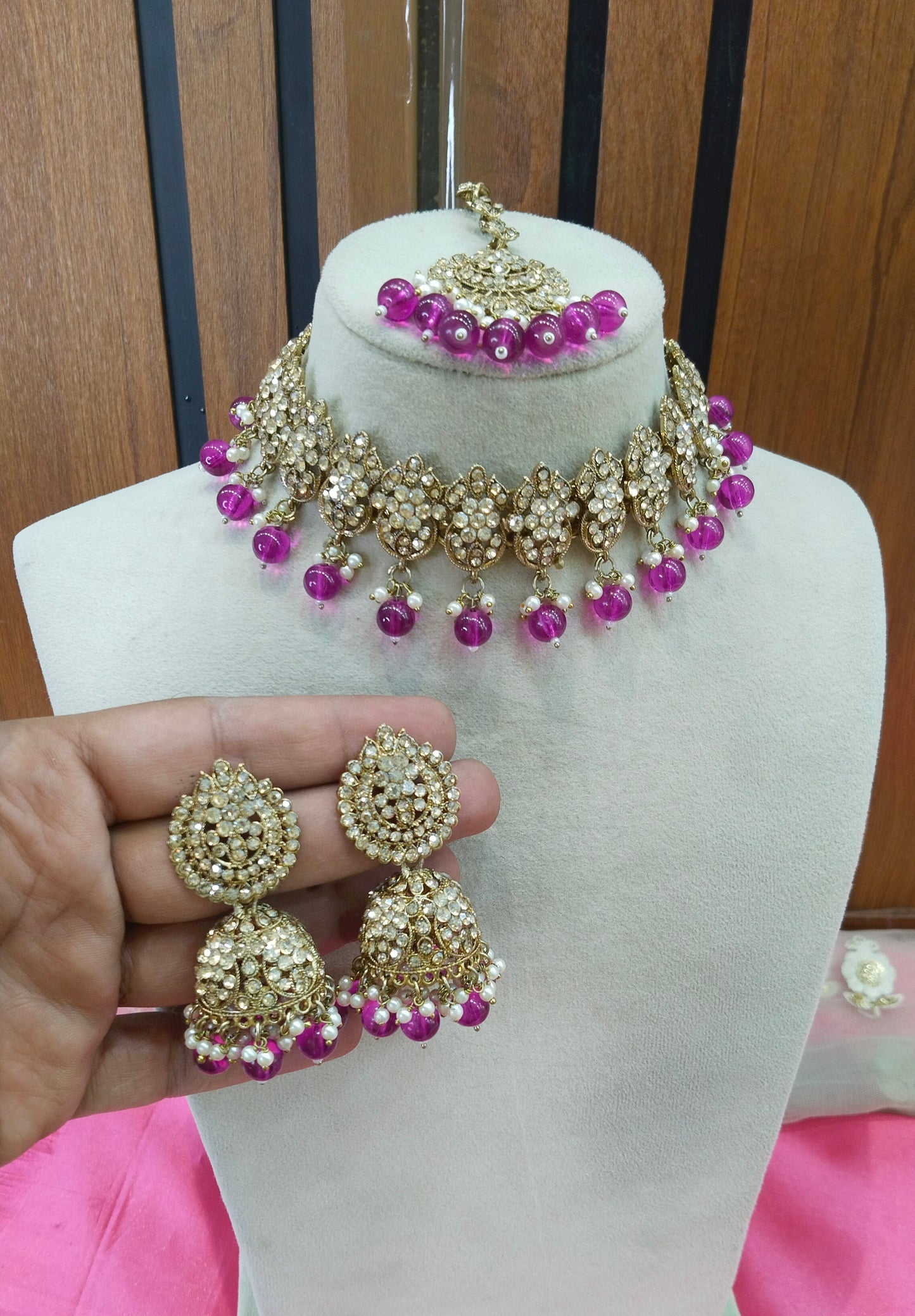 Purple Choker Jewellery Pakistani Jhumar Tejasvi Set