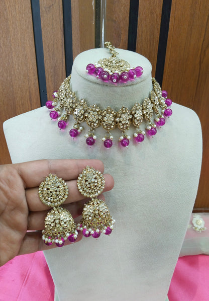 Purple Choker Jewellery Pakistani Jhumar Tejasvi Set