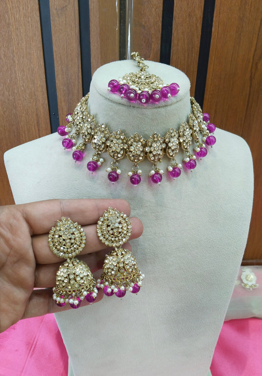 Purple Choker Jewellery Pakistani Jhumar Tejasvi Set