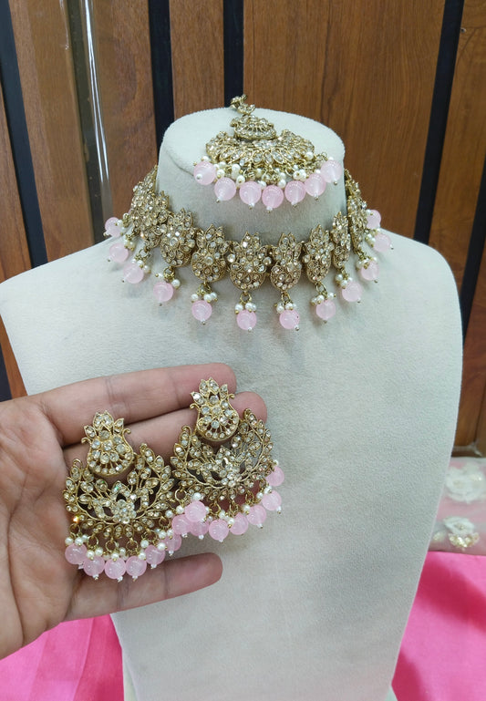 Pink Choker Jewellery Pakistani Jhumar Tejasvi Set