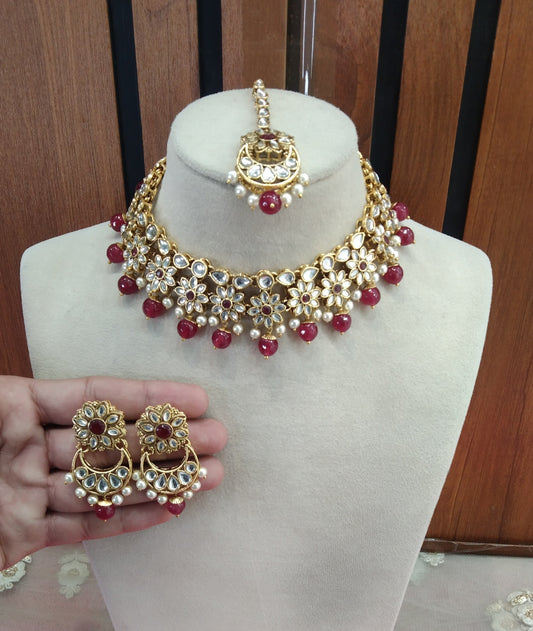 Ruby Kundan Necklace Jewellery Shinu Set