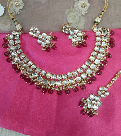 Ruby Kundan Necklace Jewellery Shinu Set