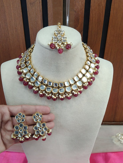 Ruby Kundan Necklace Jewellery Shinu Set
