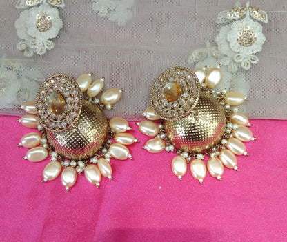 Antique Gold Jhumka Sara Bollywood Earrings