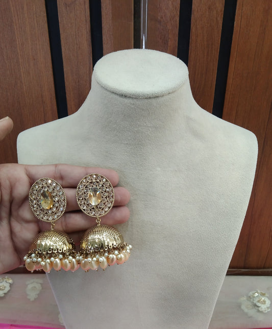 Antique Gold Jhumka Sara Bollywood Earrings