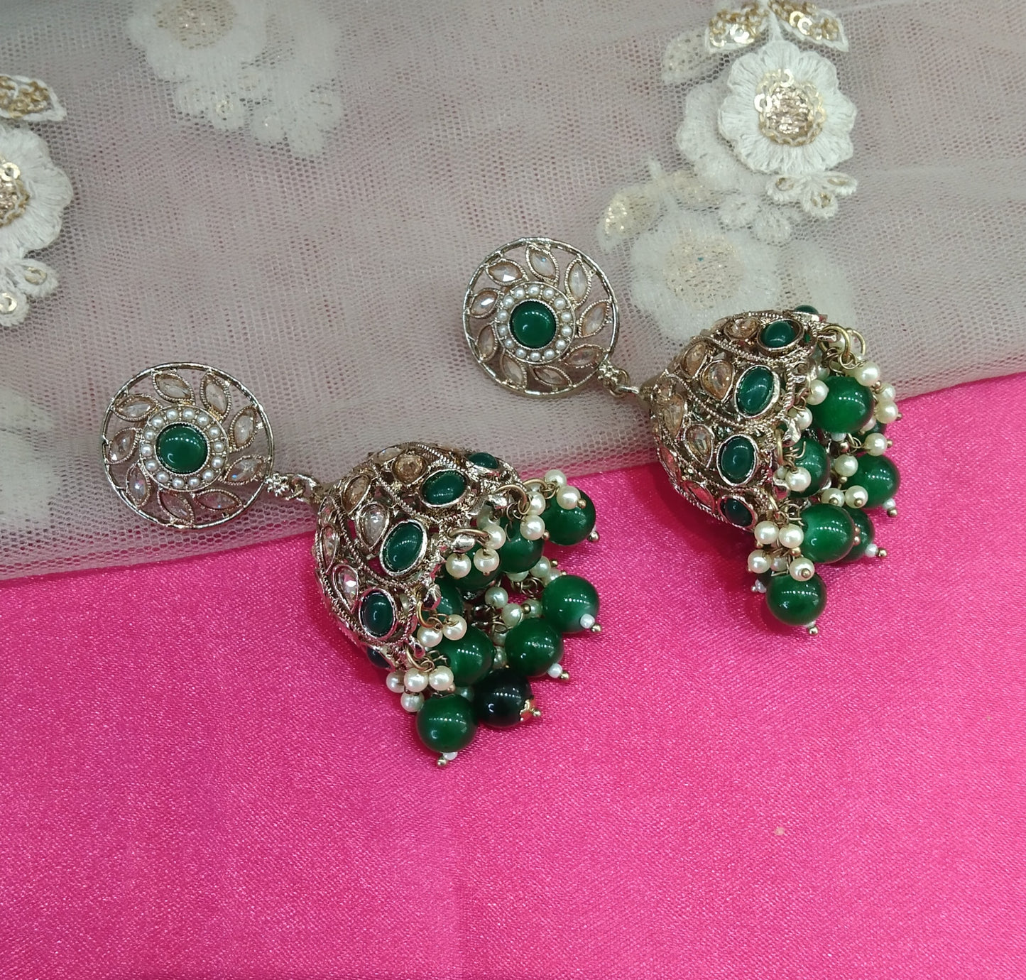 Antique Green  Jhumka Suman Bollywood Earrings