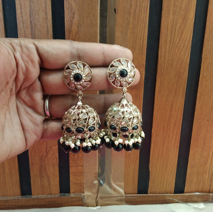Antique Black Jhumka Suman Bollywood Earrings