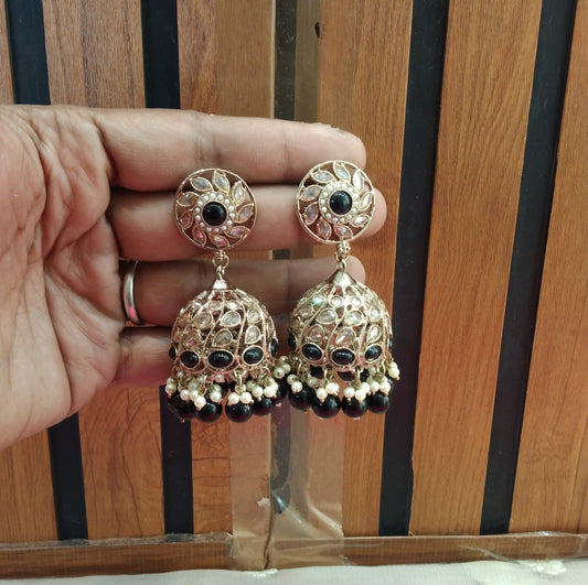 Antique Black Jhumka Suman Bollywood Earrings