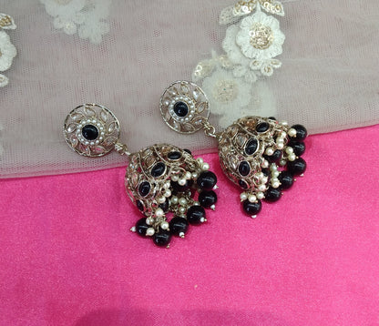 Antique Black Jhumka Suman Bollywood Earrings