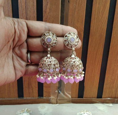 Antique Lavender Jhumka Suman Bollywood Earrings