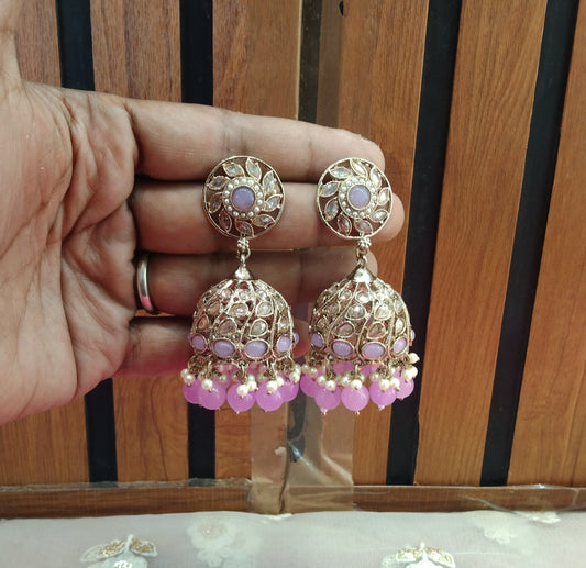 Antique Lavender Jhumka Suman Bollywood Earrings