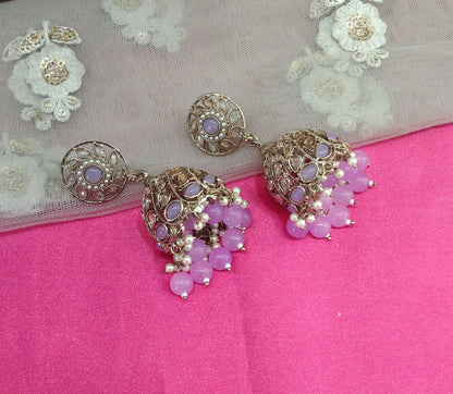 Antique Lavender Jhumka Suman Bollywood Earrings