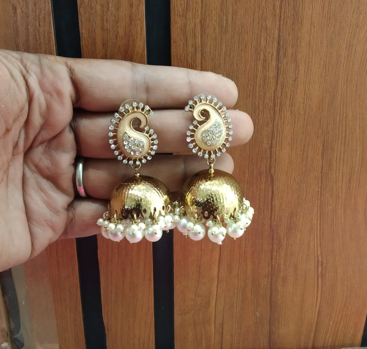 Peach Antique  Jhumka Ap Bollywood Earrings