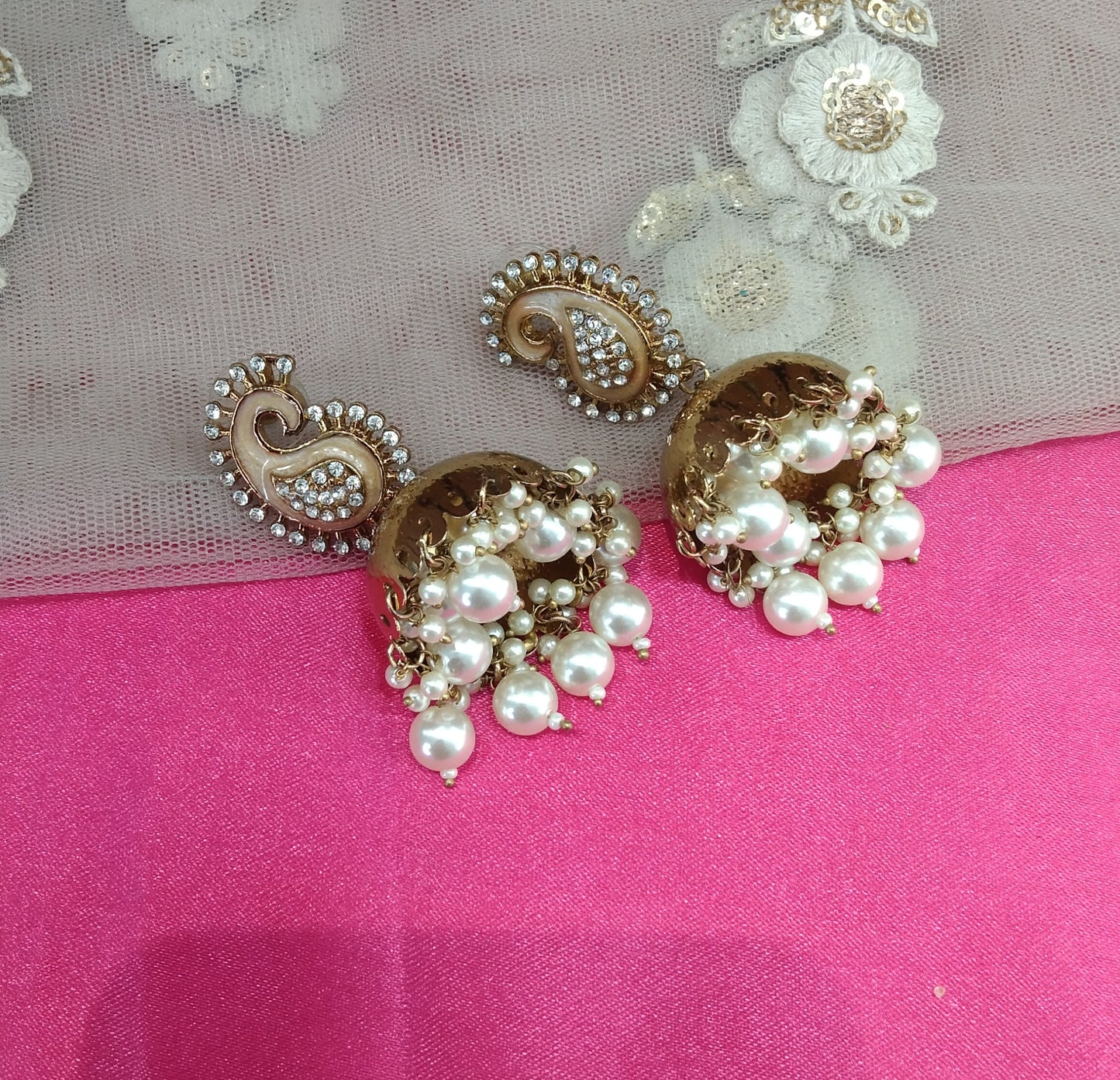 Peach Antique  Jhumka Ap Bollywood Earrings