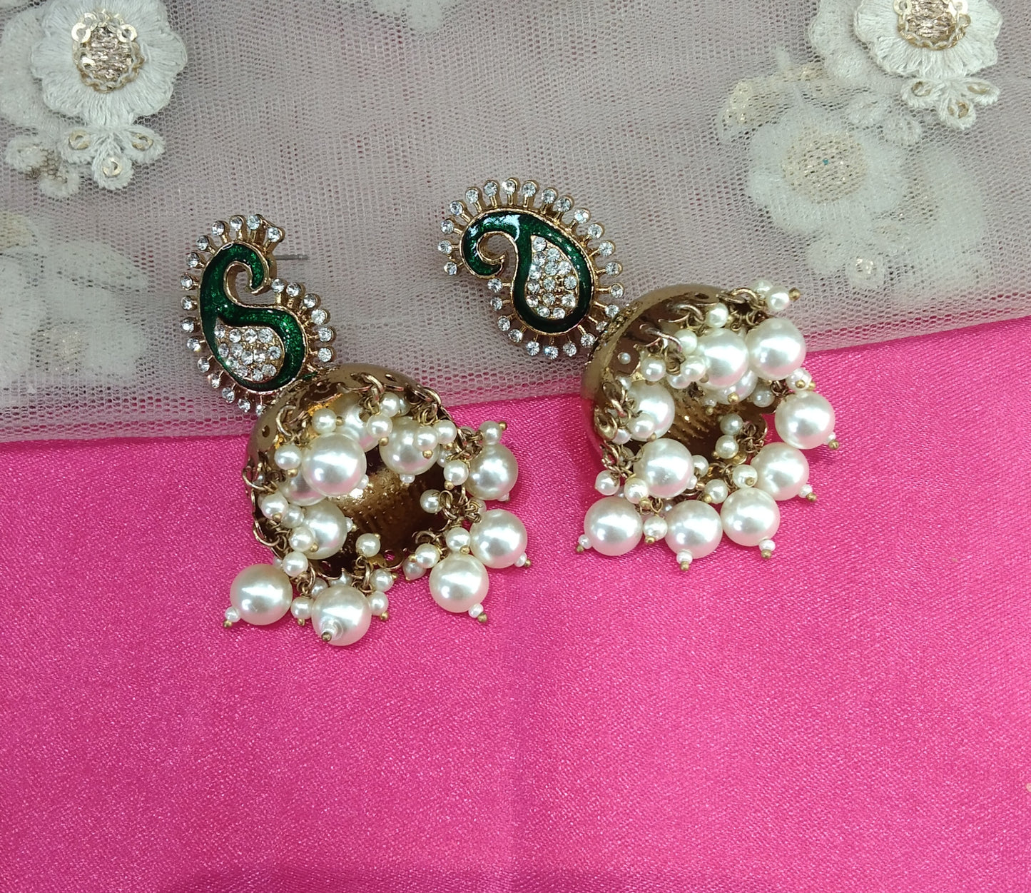 Green Antique  Jhumka Ap Bollywood Earrings