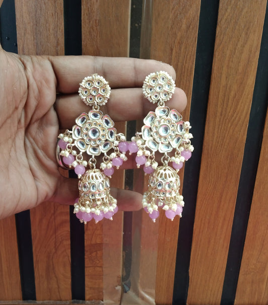 Lavender Kundan  Jhumka About Bollywood Earrings