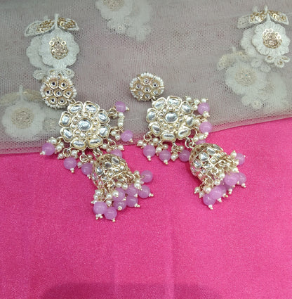 Lavender Kundan  Jhumka About Bollywood Earrings