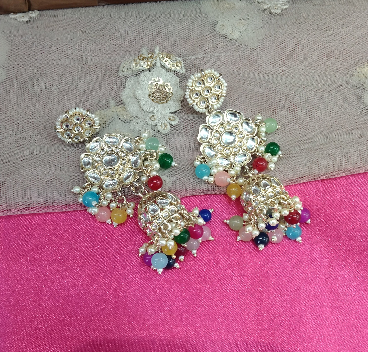 Multi Color Kundan  Jhumka About Bollywood Earrings