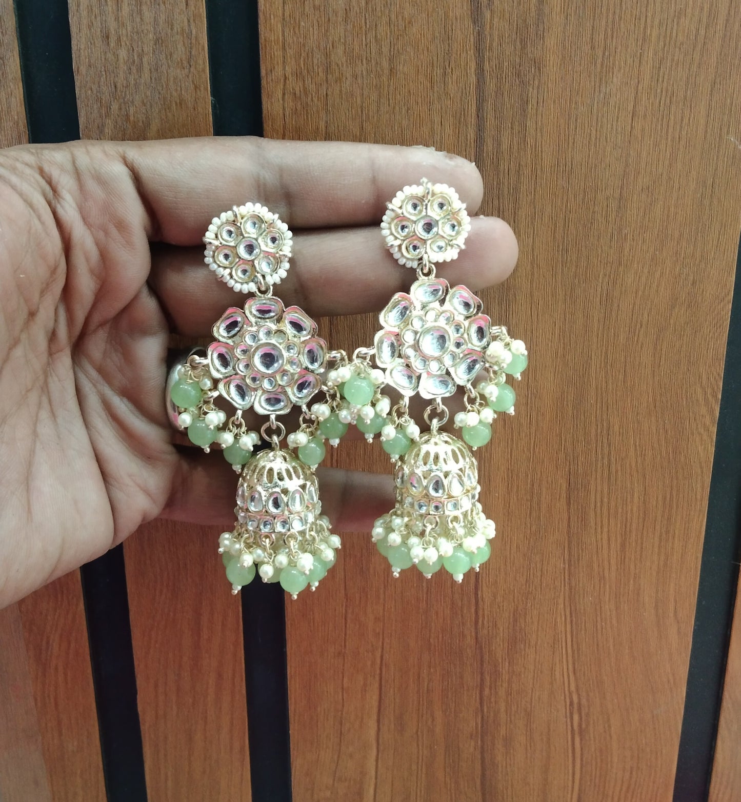 Pista Kundan  Jhumka About Bollywood Earrings