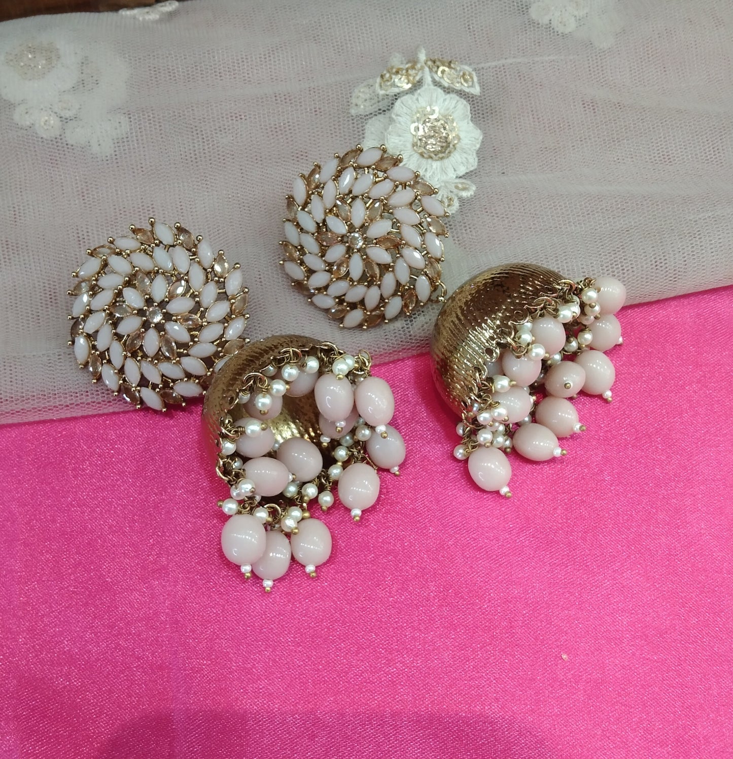 Peach Jhumka Legend Bollywood Earrings