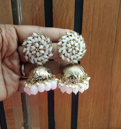Baby Pink Jhumka Legend Bollywood Earrings