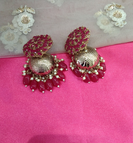 Majenta Jhumka Jyotica Bollywood Earrings
