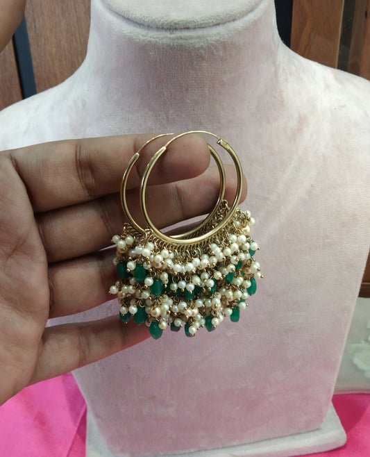 Green Antique Balli Hoop Tenny Bollywood Earrings
