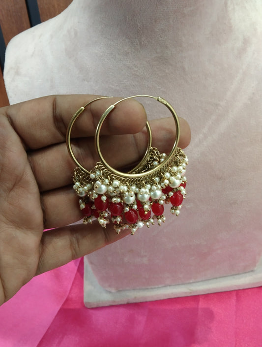 Maroon Antique Balli Hoop Tenny Bollywood Earrings