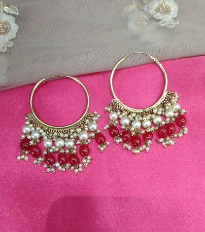 Maroon Antique Balli Hoop Tenny Bollywood Earrings