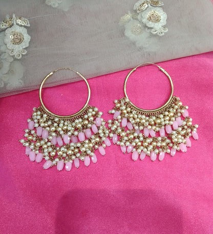 Pink Antique Balli Hoop Tenny Bollywood Earrings