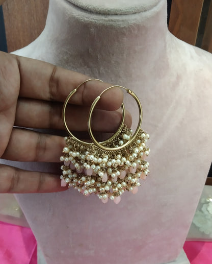 Peach Antique Balli Hoop Tenny Bollywood Earrings