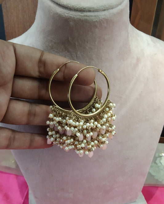 Peach Antique Balli Hoop Tenny Bollywood Earrings