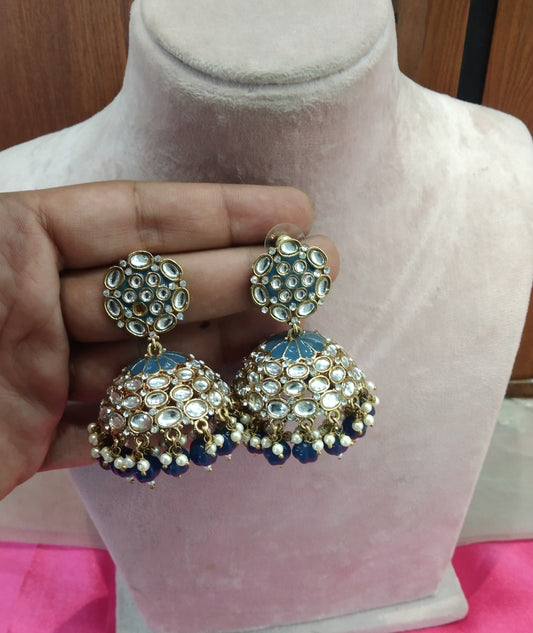 Blue Jhumka Maruti Bollywood Earrings