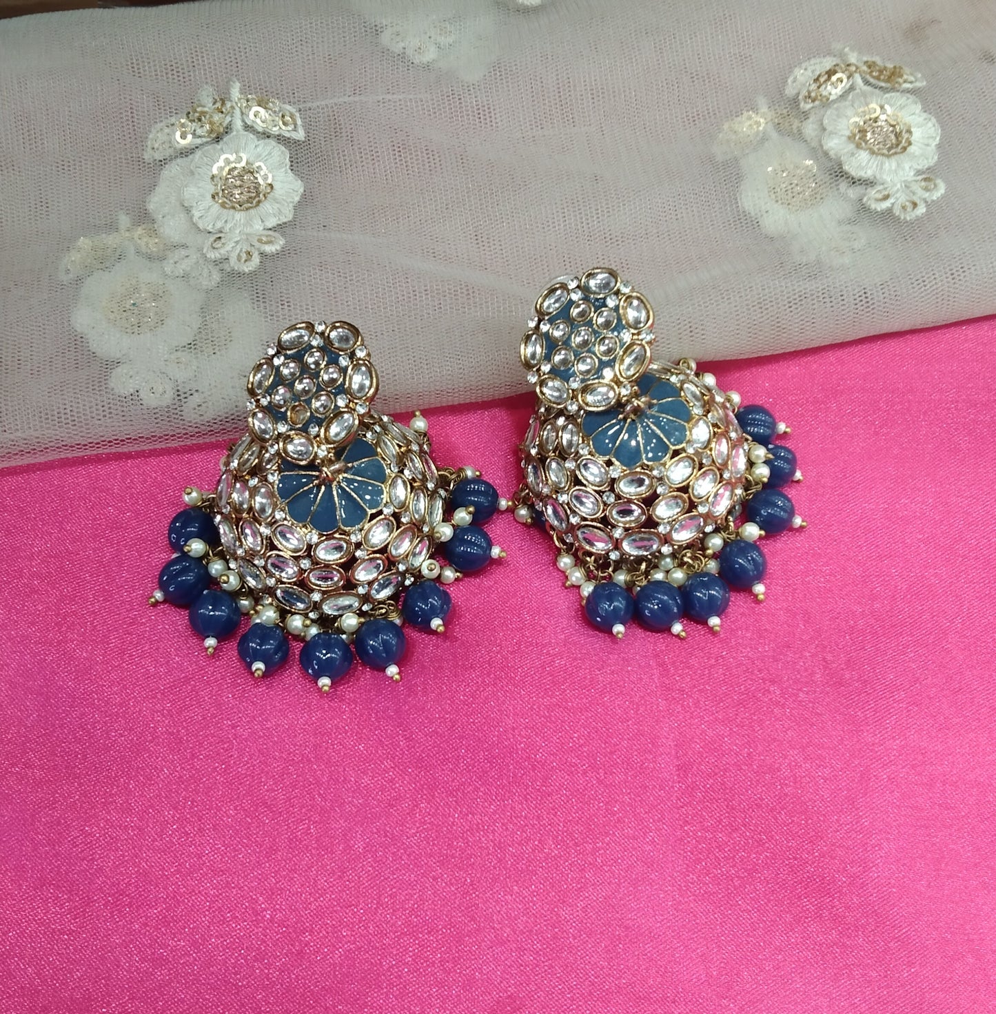 Blue Jhumka Maruti Bollywood Earrings