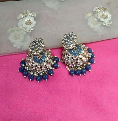 Blue Jhumka Maruti Bollywood Earrings