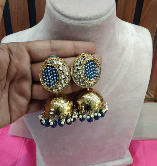 Blue Jhumka Maruti Bollywood Earrings