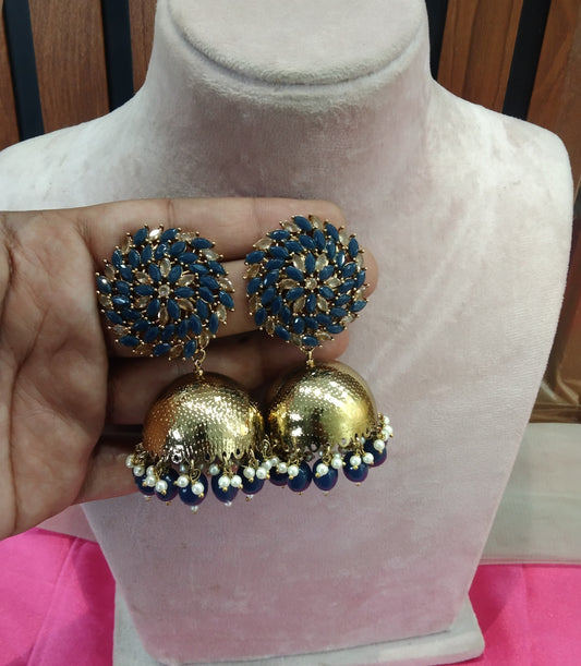 Blue Jhumka Maruti Bollywood Earrings