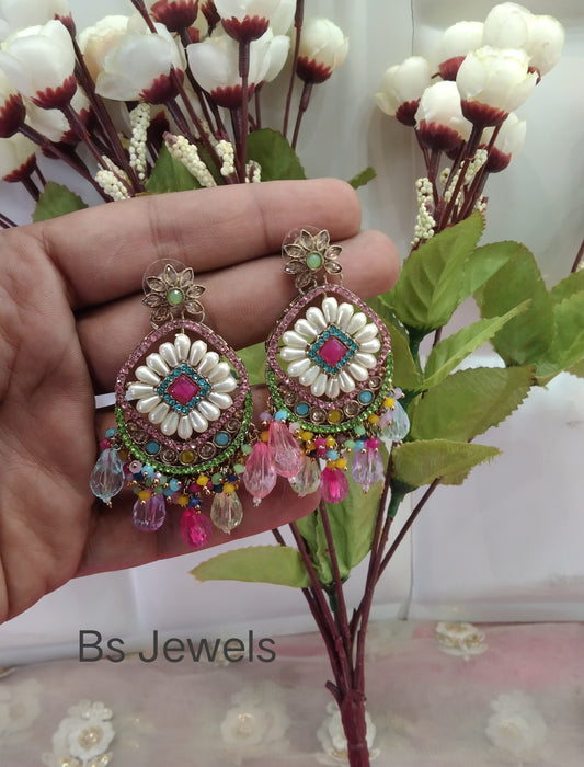 Multi Colour Kundan Jhumka Kavya Bollywood Earrings