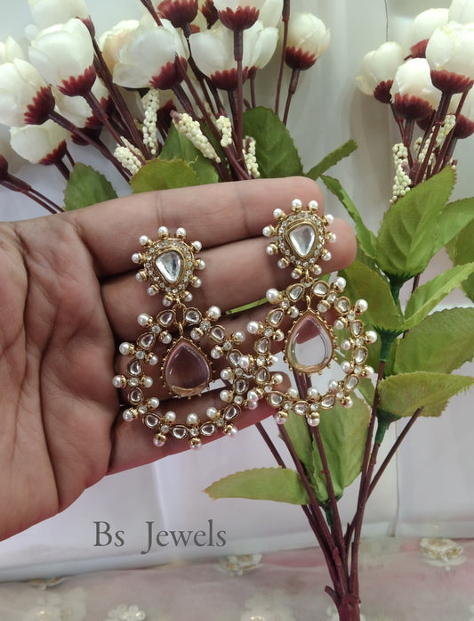 Pink Kundan Hiral Bollywood Earrings